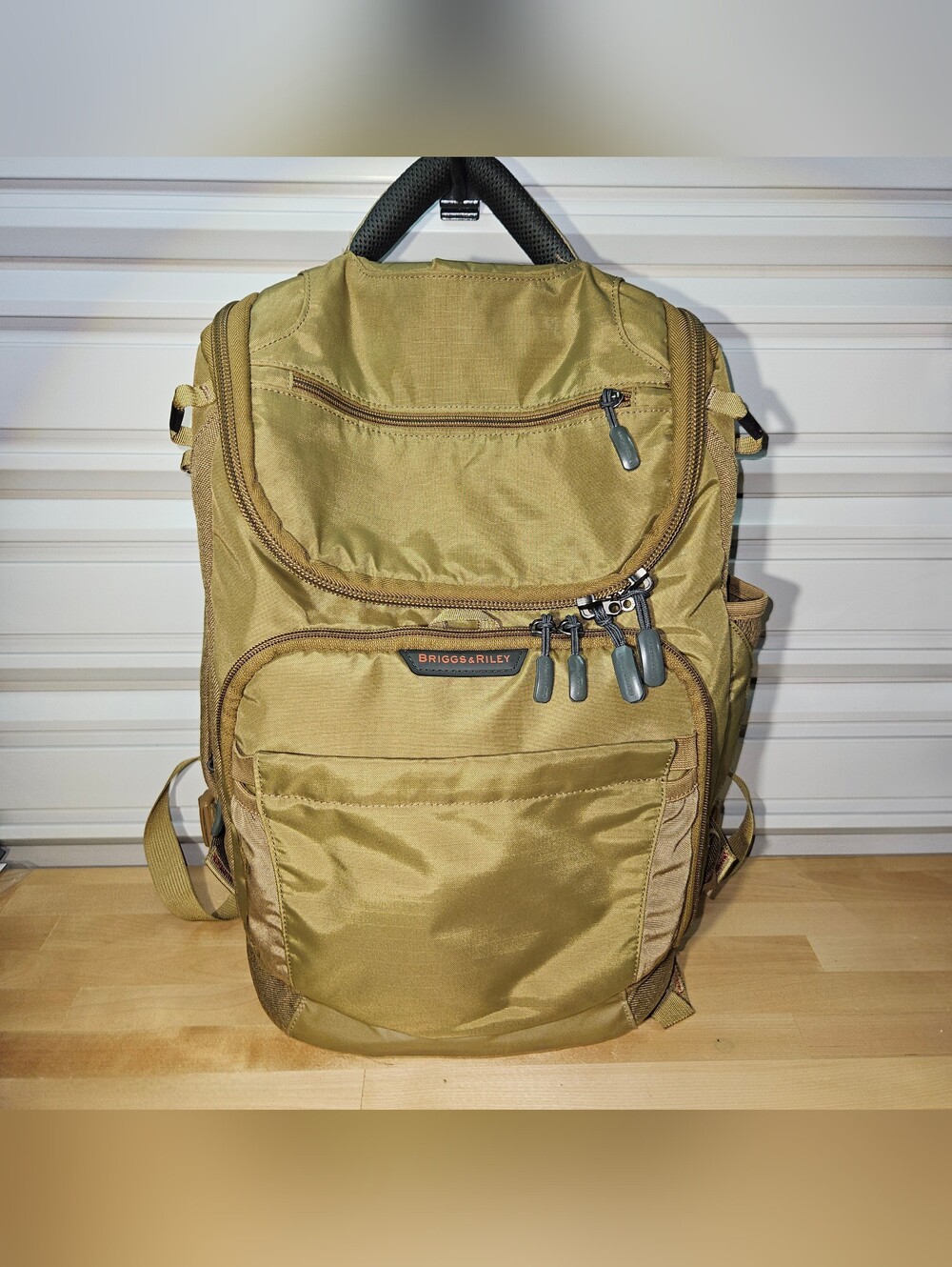 Briggs & Riley Olive/Khaki Travel Backpack - Durable Nylon Multi-Compartment